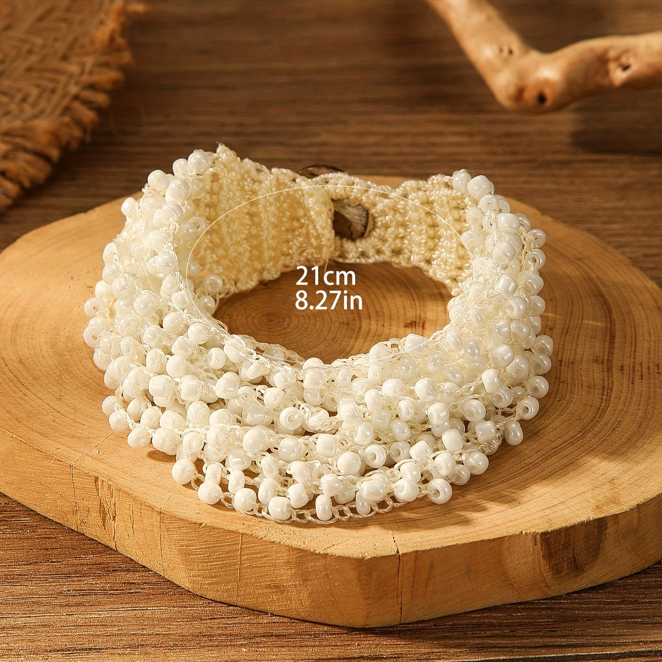 Handcrafted Beaded Bohemian Style Bracelet with White Crochet Hook Charm for Women