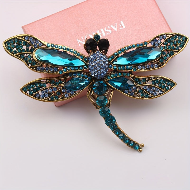 Dragonfly Brooch with Rhinestones Elegant Animal Pin Jewelry Accessory