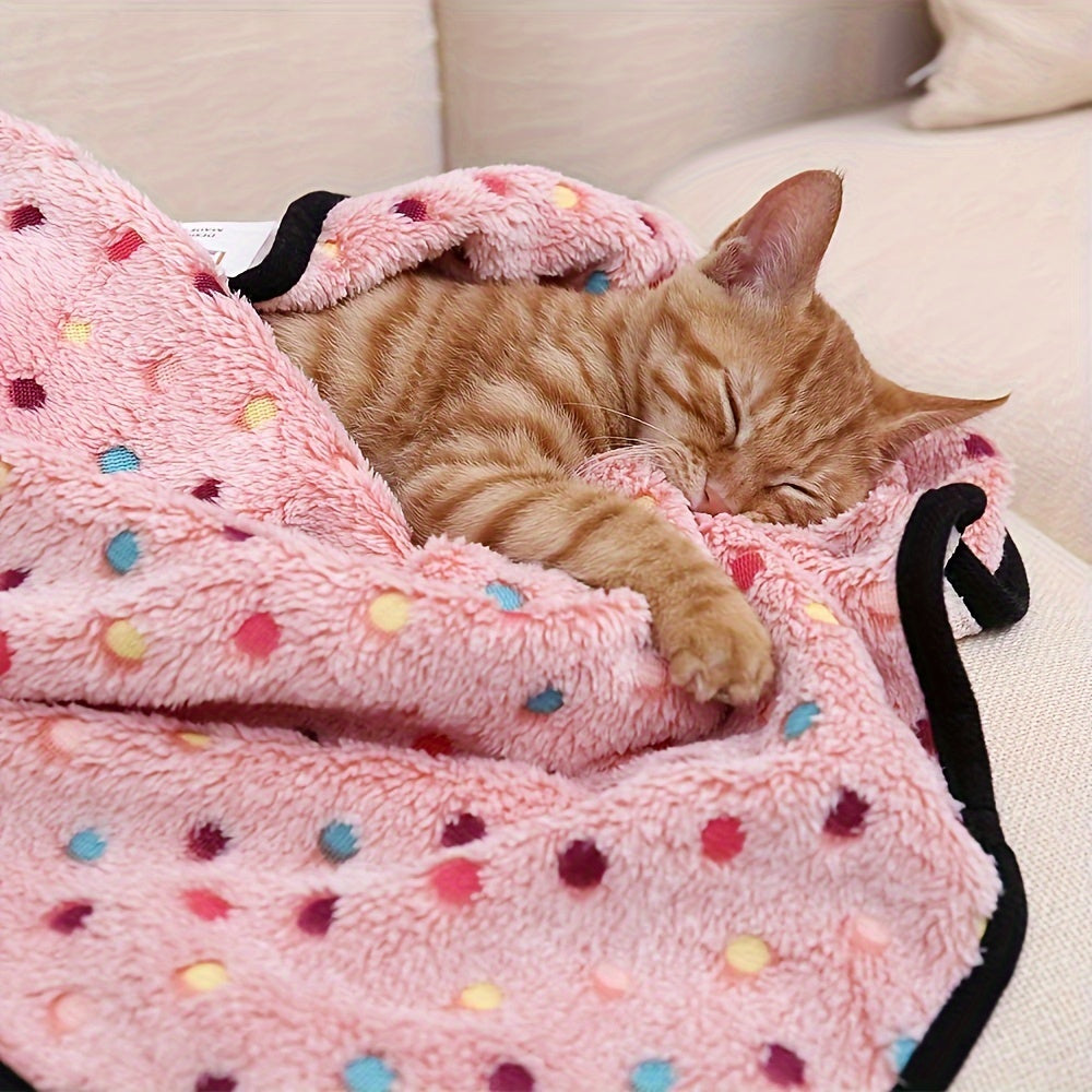 Coral Fleece Pet Blanket for Dogs and Cats Warm Snuggle Bed Cover
