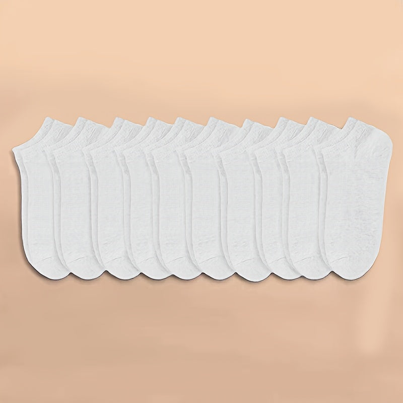 Unisex Ankle Socks 10 Pairs Lightweight Solid Color Polyester Spandex