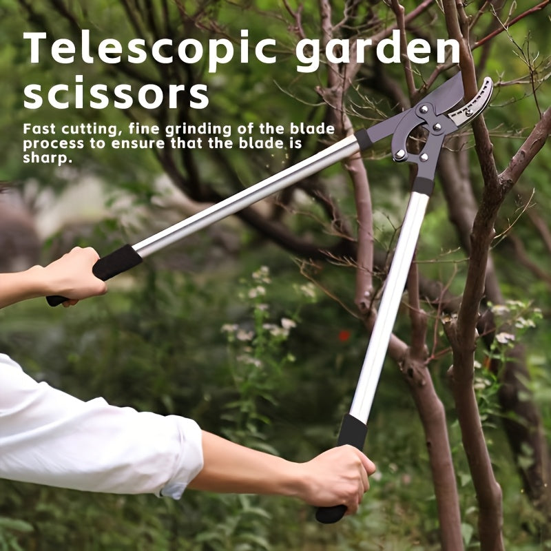 Long-Handled Garden Pruning Shears for Hedges and Branches with Carbon Steel Blades