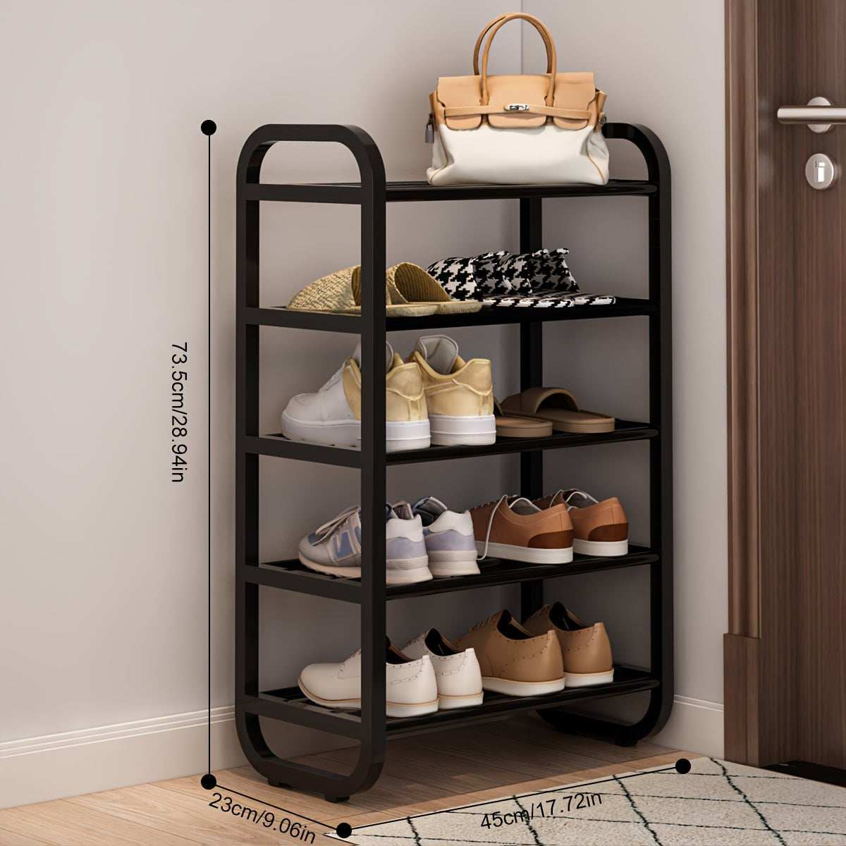 Estante para zapatos de metal de 4/5 niveles, ahorrador de espacio, apilable, organizador de armario de entrada