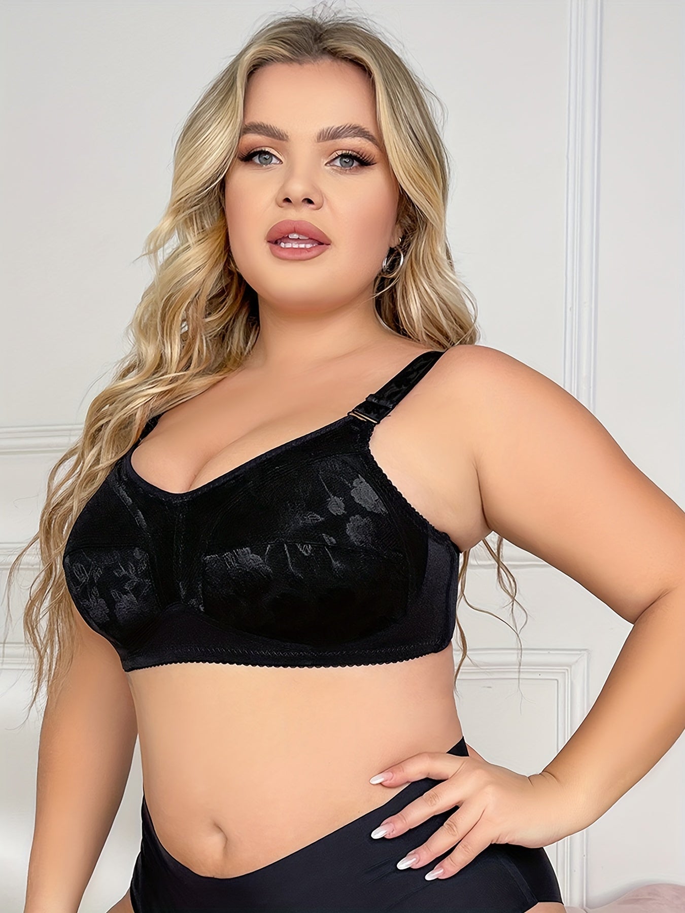 Plus Floral Seamless Wireless Push-Up Bra Breathable Comfortable Underwear