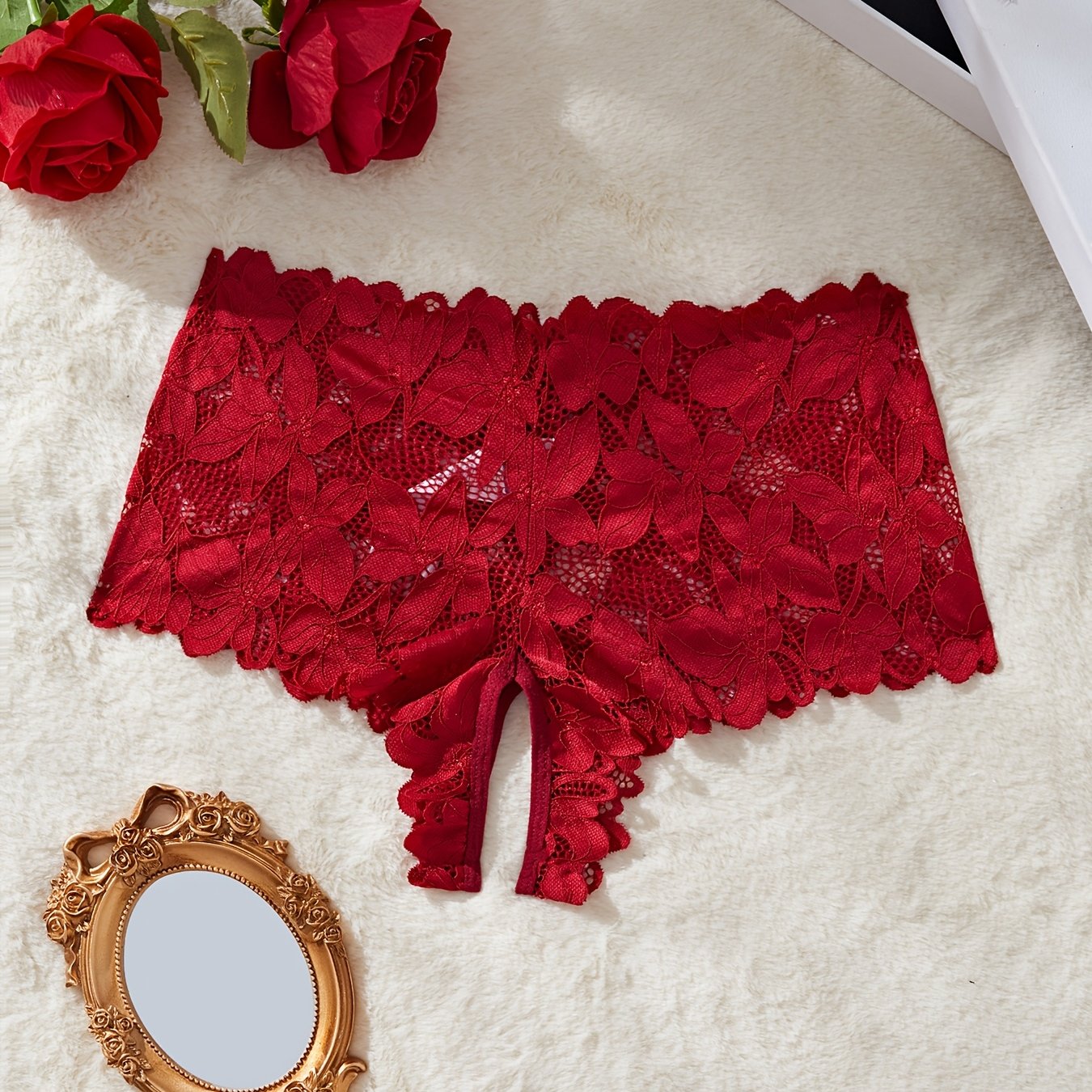 Ropa interior de encaje en forma de triángulo con hojas multicolor para mujer