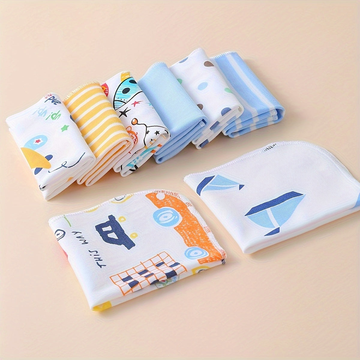 Set of 8 Soft Cotton Baby Bibs for Home Feeding Non Waterproof Multicolor