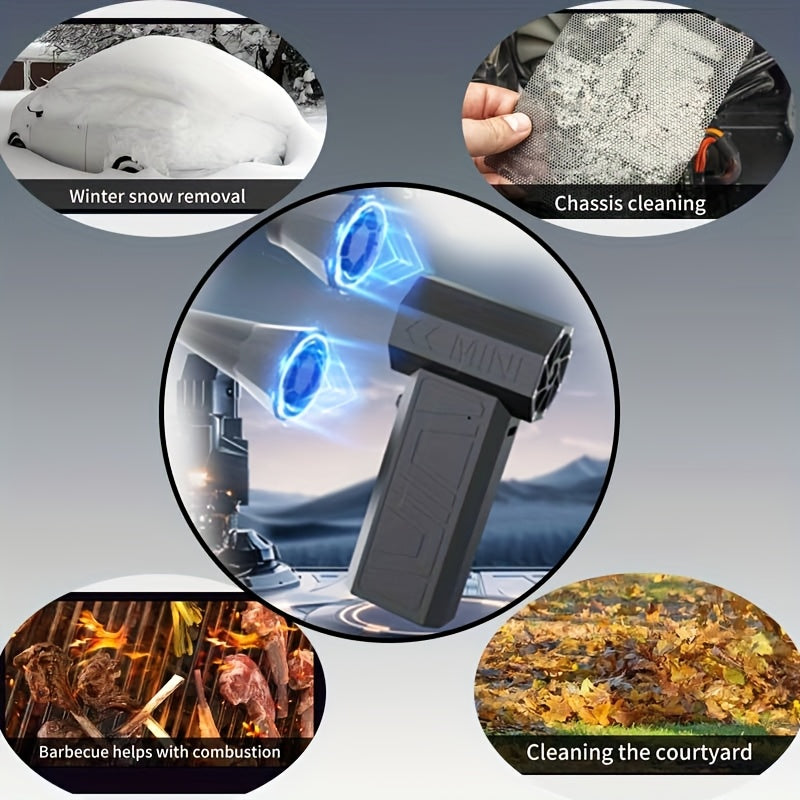 Portable Turbo Fan with 4000mAh Battery and Multiple Nozzles for Dust Snow Leaves Blowing