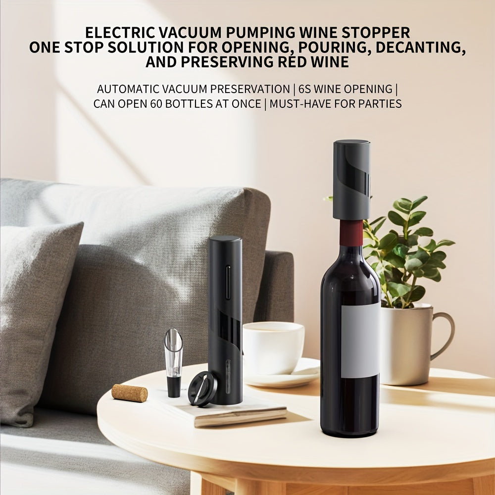 Elektr quvvatli vino shishasi ochgich to'plami, folga kesgich va vakuum yopgich bilan