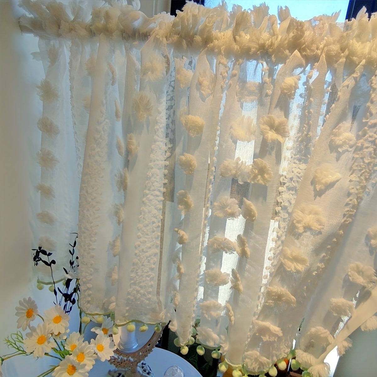 Cortinas de cocina de estilo francés pequeñas, cortinas de medio puerta, particiones para sala de estar y oficina