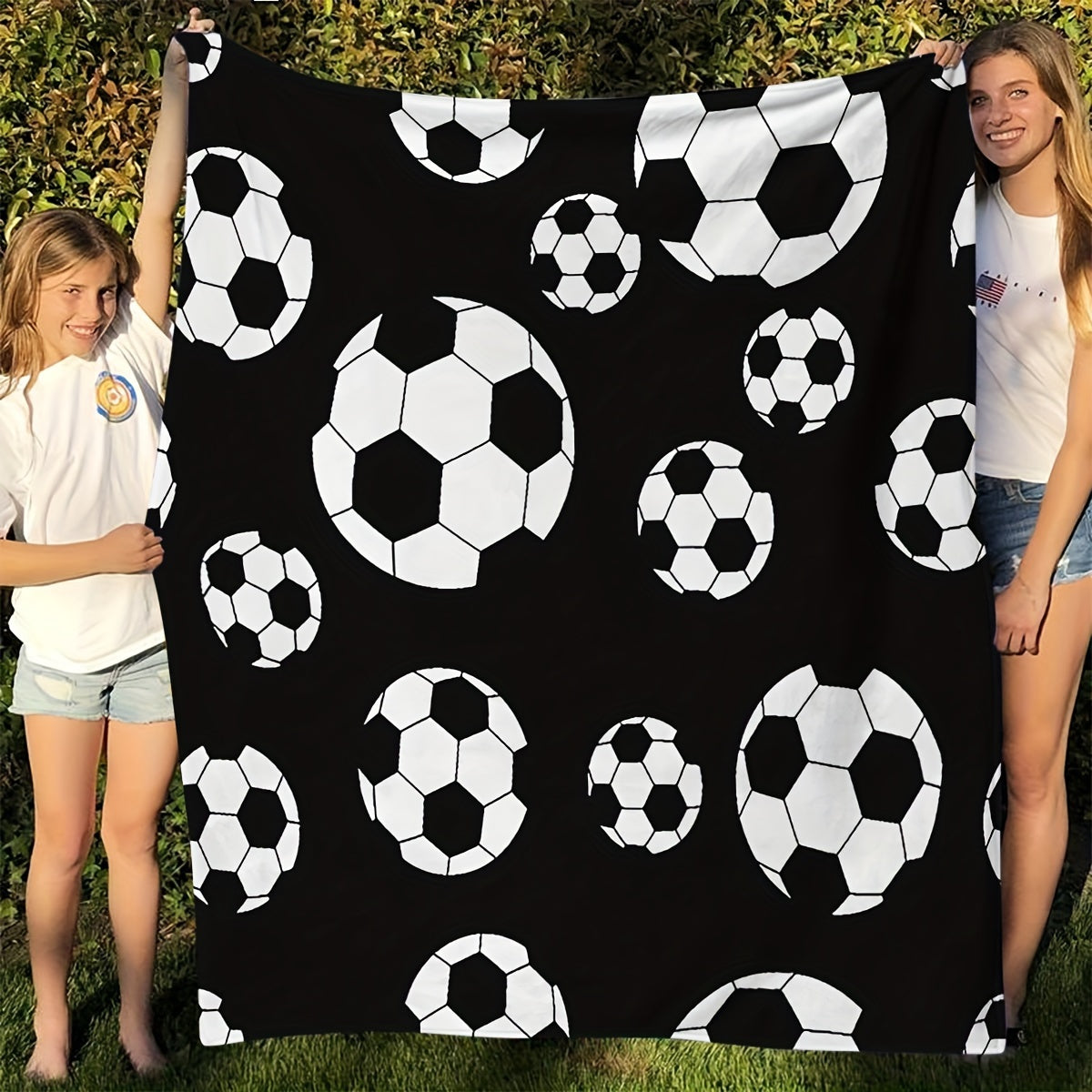 Manta de fútbol suave y cálida con estampado para sofá, cama, camping y viajes