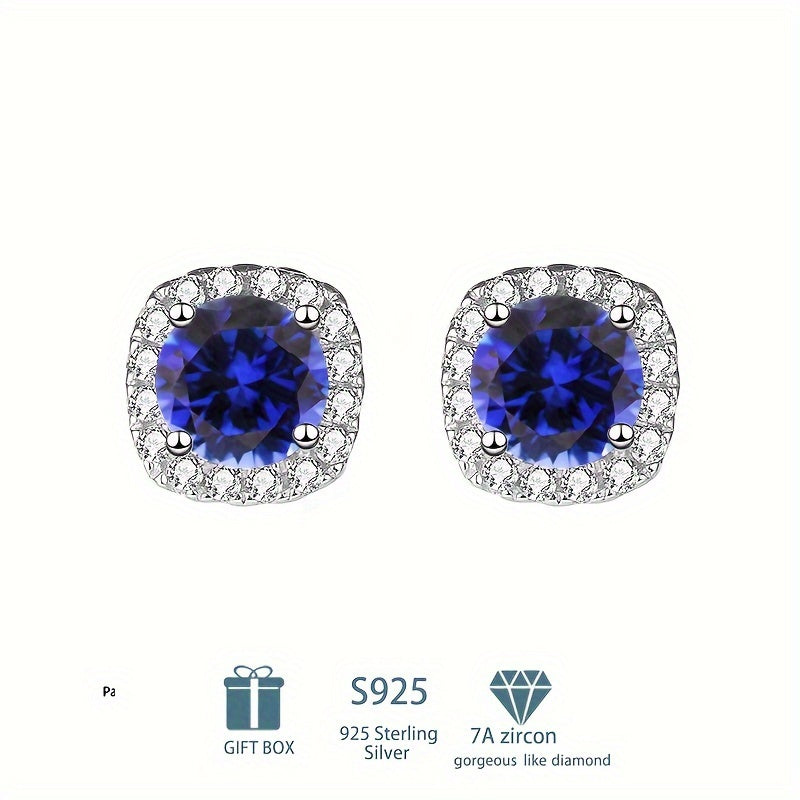 Pendientes de plata de ley estilo bohemio con moissanita en forma de cuadrado para mujer