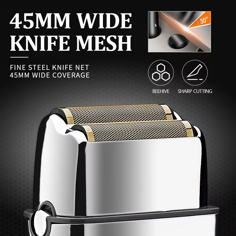 Rotary Electric Shaver Silver Dual Mesh Aluminum Alloy