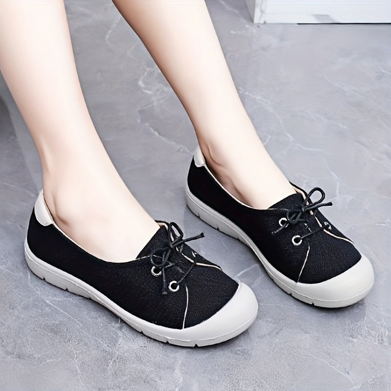 Women's Canvas Shoes Casual Round Toe Breathable Lightweight Black