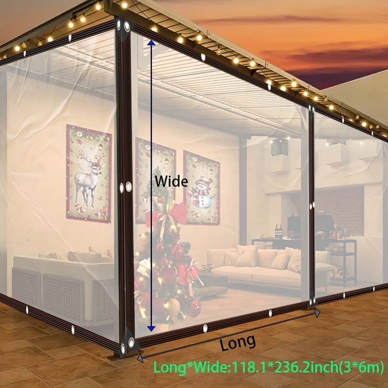 Heavy-Duty Clear Plastic Tarpaulin Waterproof Dustproof Windproof Snowproof for Outdoor Patio Greenhouse Garden