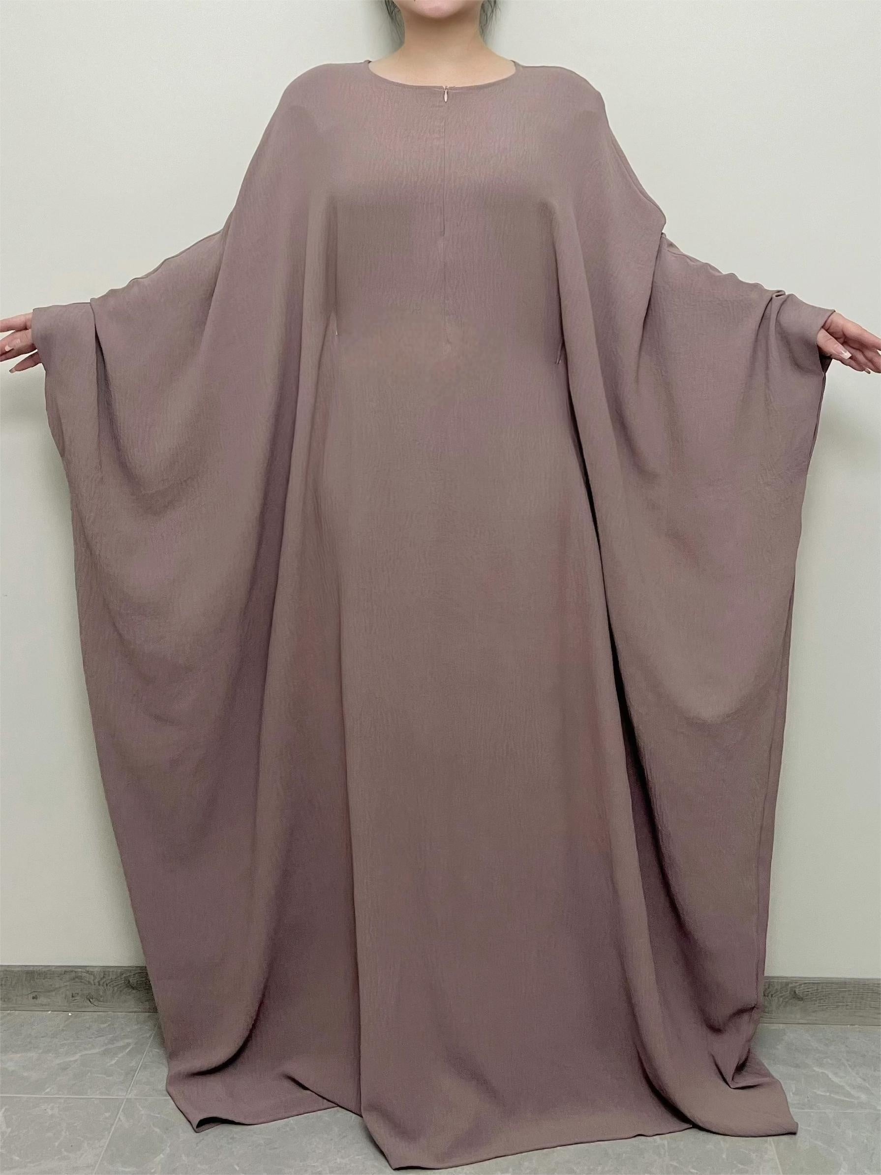 Plus Size Polyester Kaftan Abaya with Hijab Set for Muslim Women