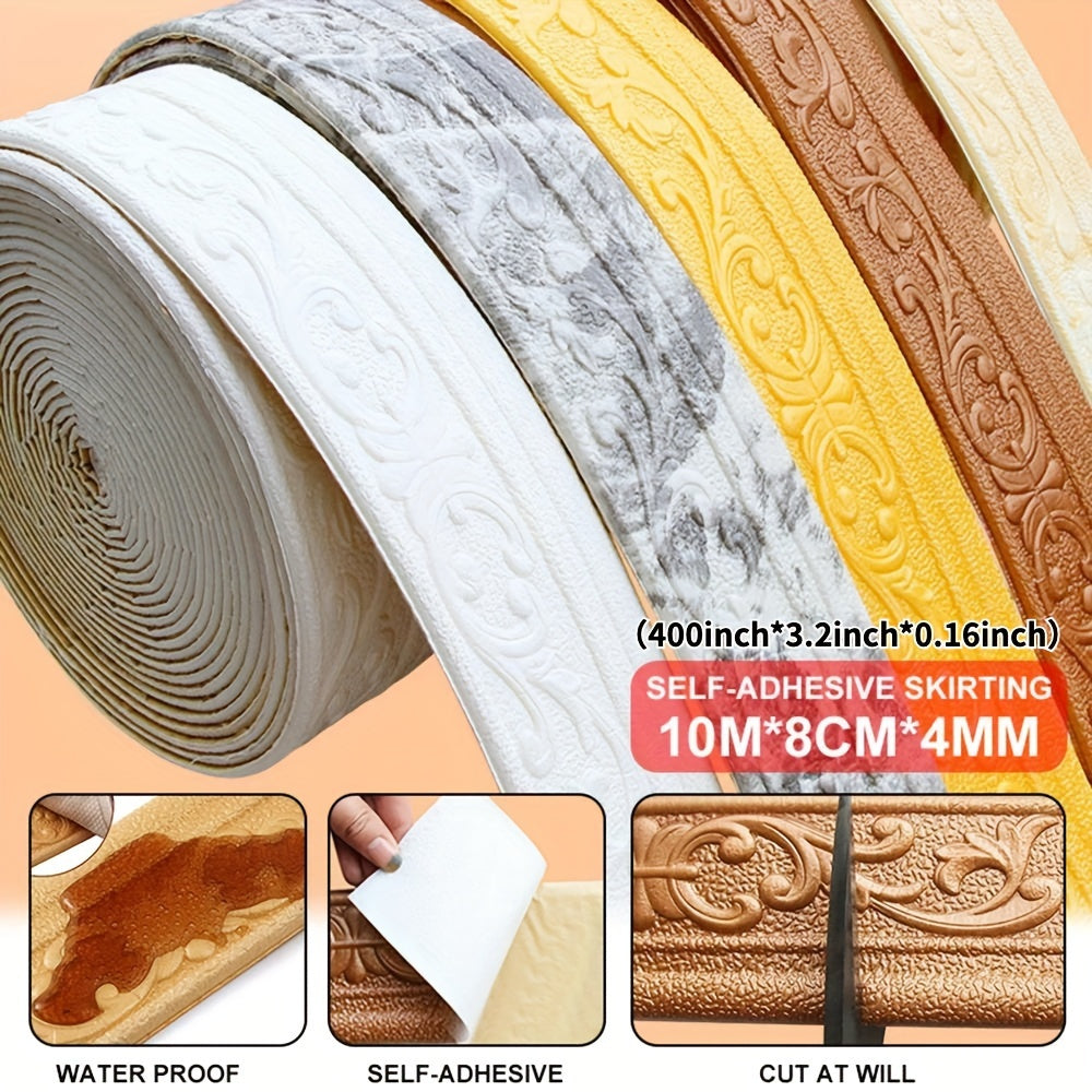 Solid 3D Foam Wall Sticker Roll 10m Waterproof Corner Decor for Walls and Edges