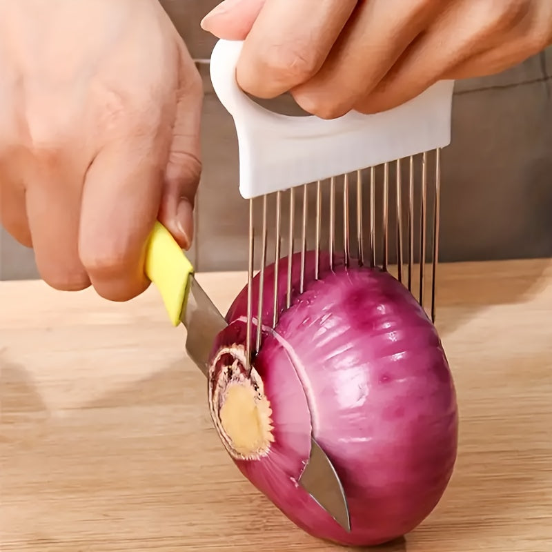 Multi-Use Stainless Steel Kitchen Tool - Onion Slicer and Meat Tenderizer