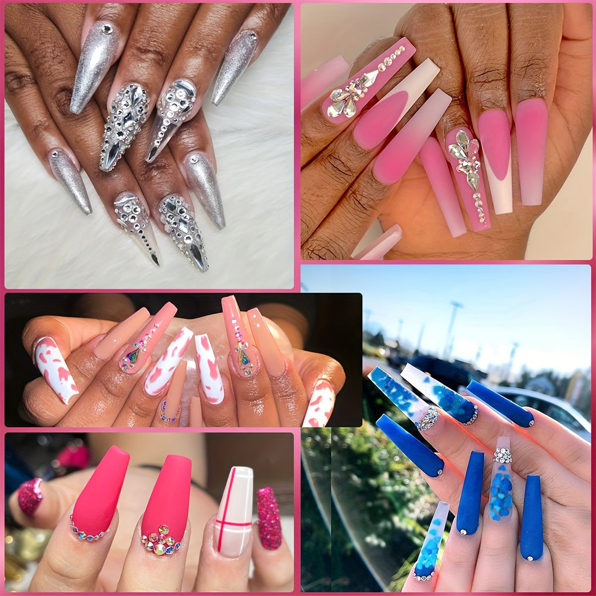 White Rhinestone Set 2200 Pieces with Storage Box for Nails Art Crafts and Jewelry