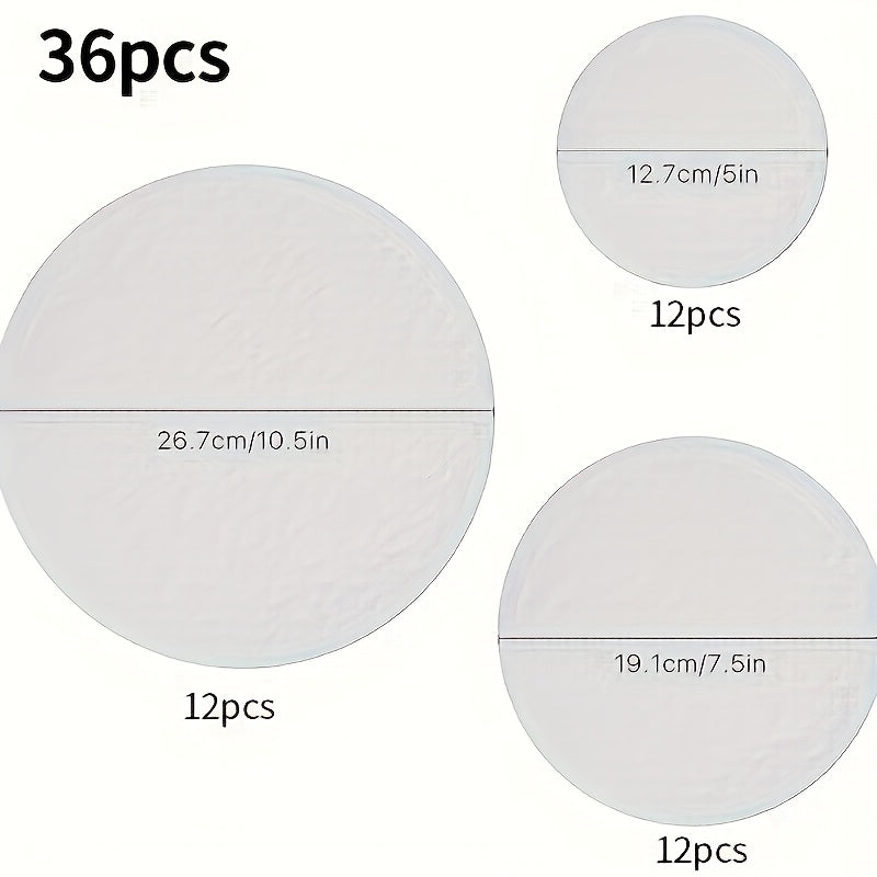 12 dona yumaloq paxta idish ushlagichlari va plastinka bo'laklari to'plami - 3 o'lchamda keladi, chizish va issiqlikka chidamli, oshxona idishlari, plastinkalar va saqlash uchun ideal. PC materialidan tayyorlangan, elektr energiyasi talab qilinmaydi.