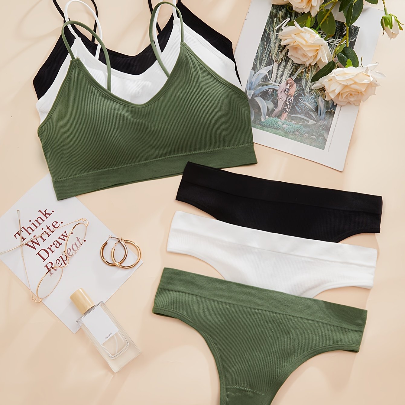 Women’s Lingerie 6-Piece Thong Underwear Set Without Steel Ring