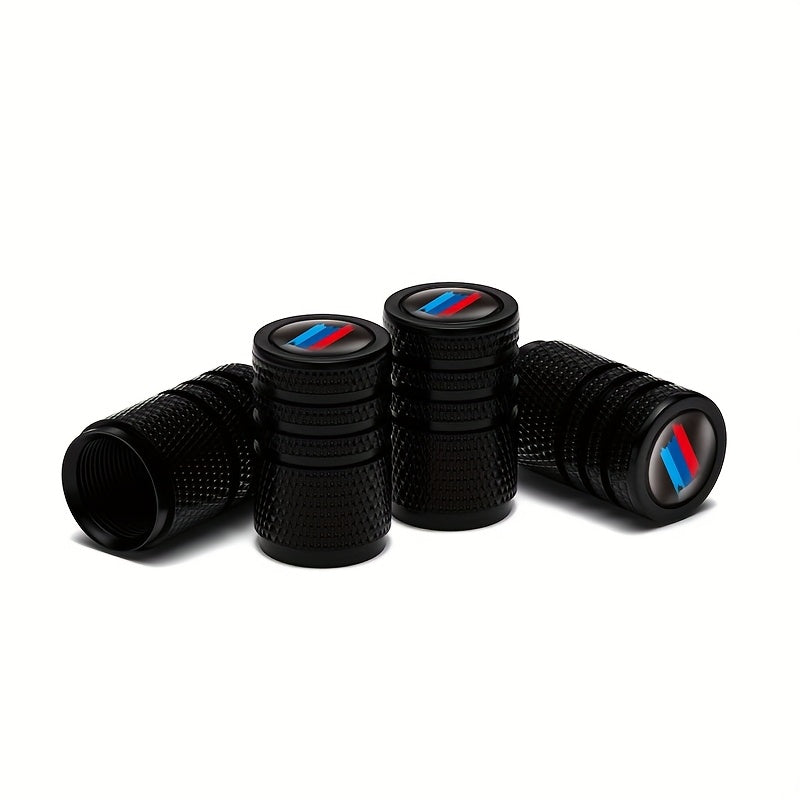4 Pcs Aluminum Carbon Fiber Tire Valve Stem Caps Tri-Color For Cars