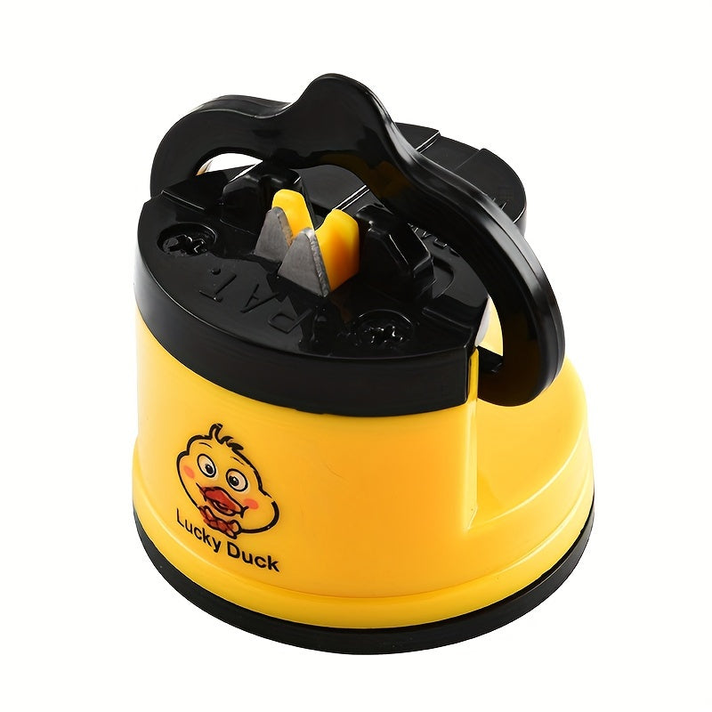 Portable manual knife sharpener with suction cup quick blade sharpening tool for kitchen use