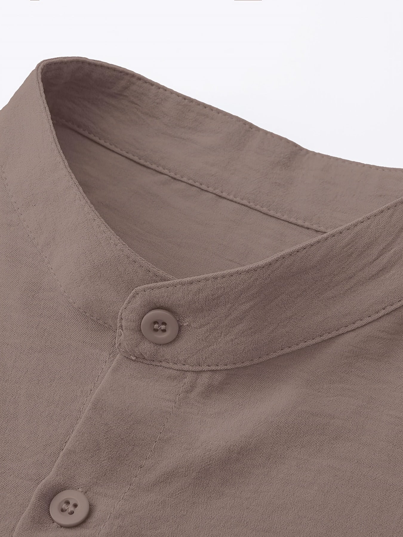 Conjunto de camisa de botones con cuello band y pantalones con cordón de talla grande para hombres, ideal para deportes y ocio