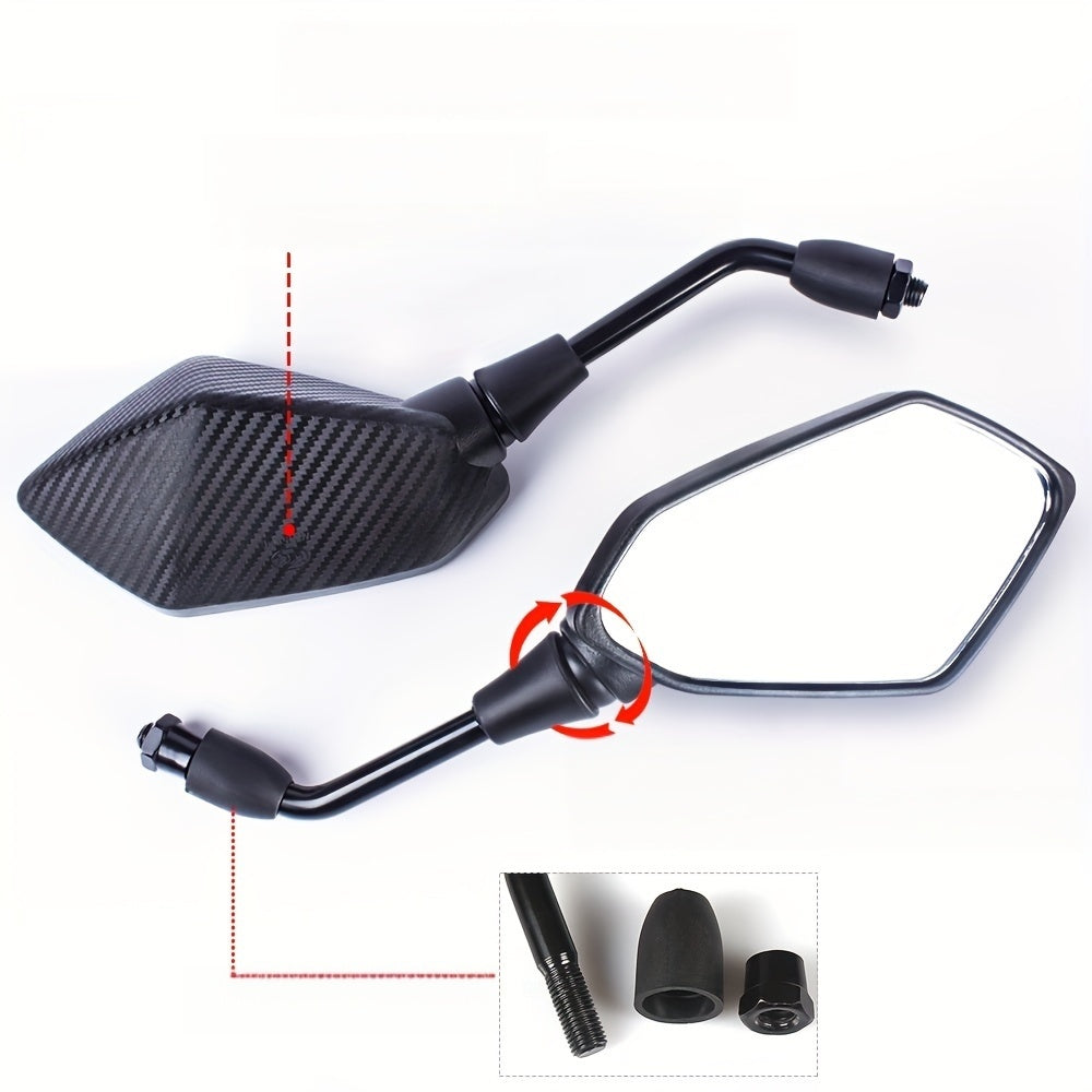 Set of 2 Motorcycle Rearview Mirrors 10Mm Universal for ATV UTV Scooter