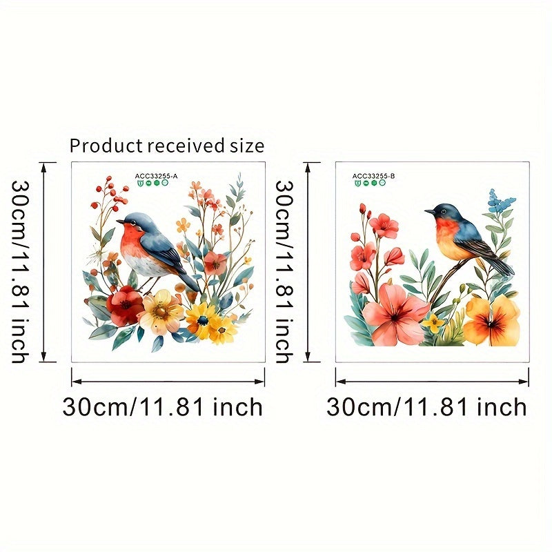 Calcomanías decorativas para tapa de inodoro, pájaro, floral, cristales, impermeables, autoadhesivas