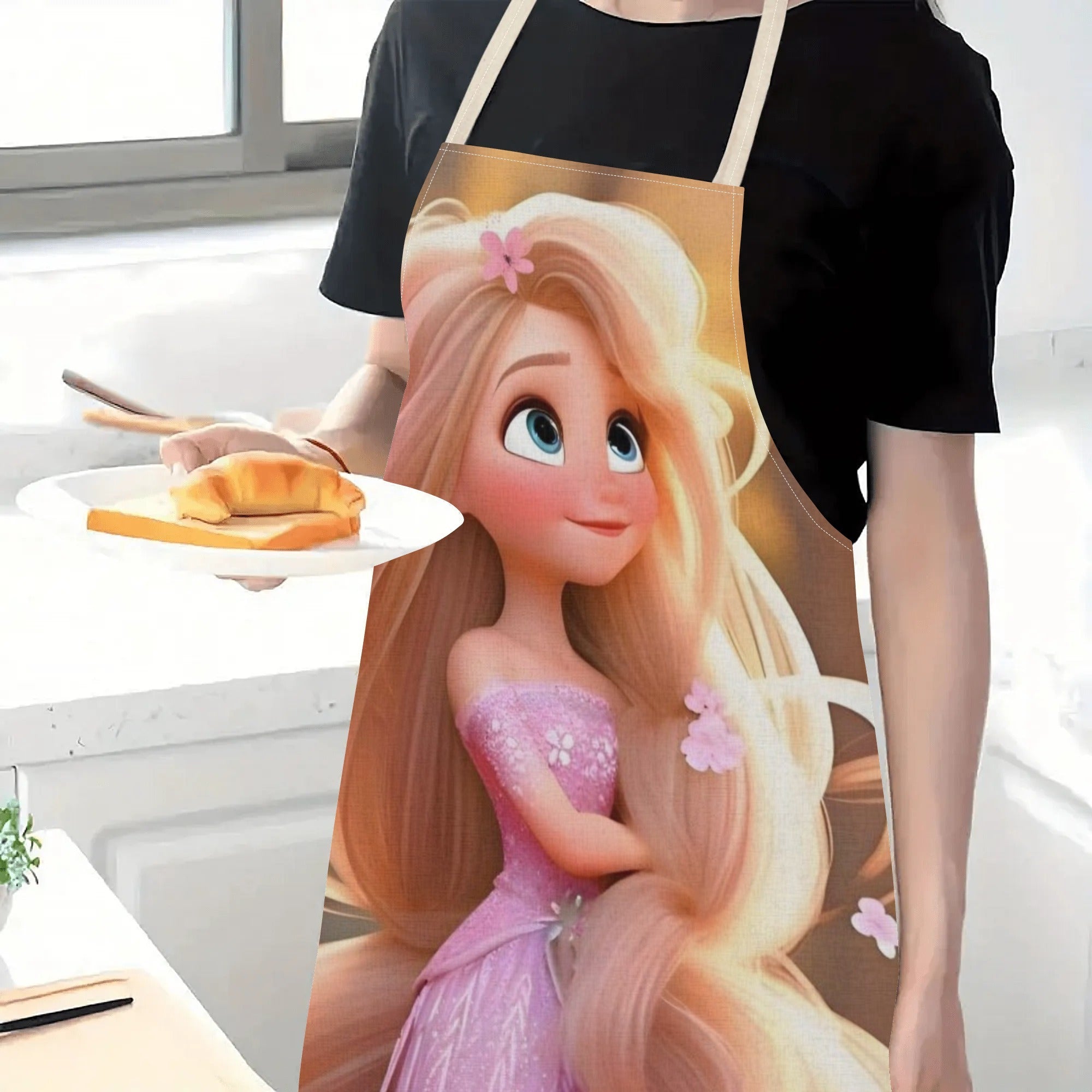 Waterproof Apron With Cartoon Elsa Design For Kitchen Restaurant Supermarket