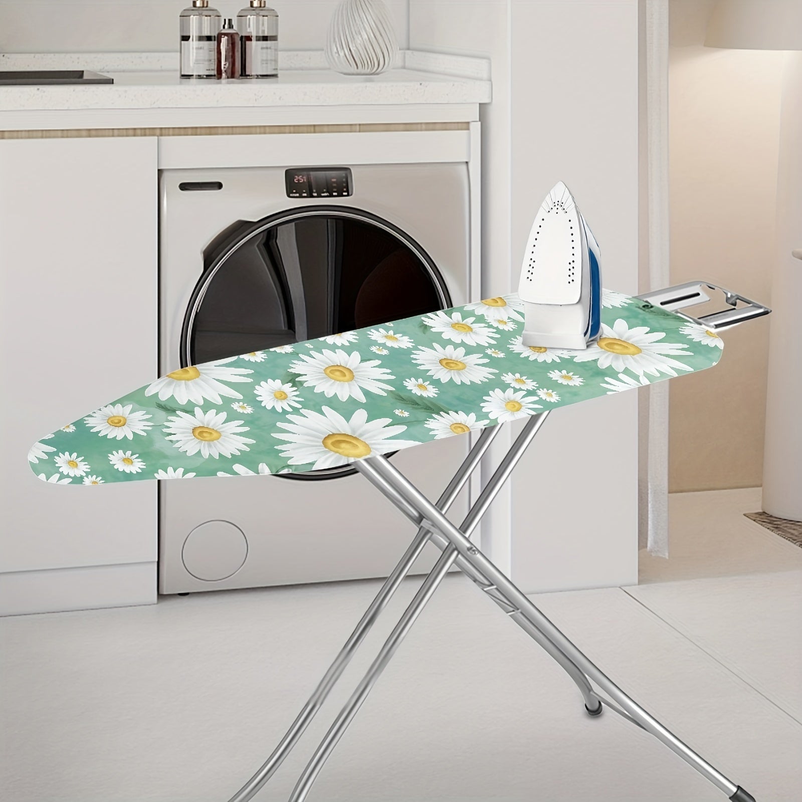 Blue Daisy Ironing Board Cover Dust-Proof Washable Elastic Edges Standard Size