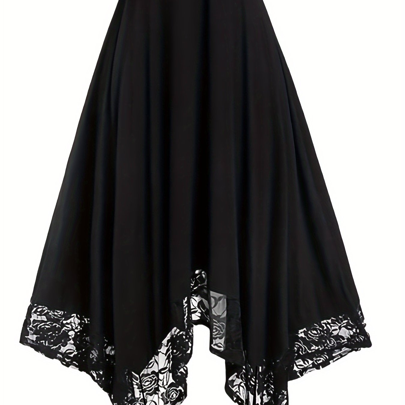 Women's Plus Size Floral Lace Stitching Swing Skirt High Waist Spring Summer