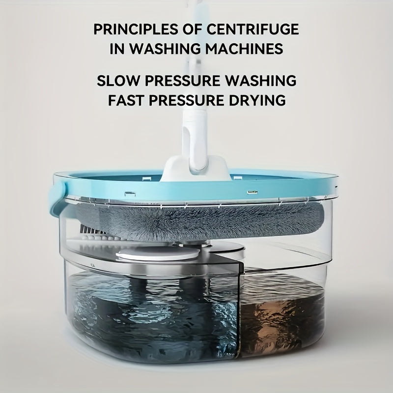 Spin Mop and Bucket System with 4 Microfiber Pads for Wet and Dry Floors