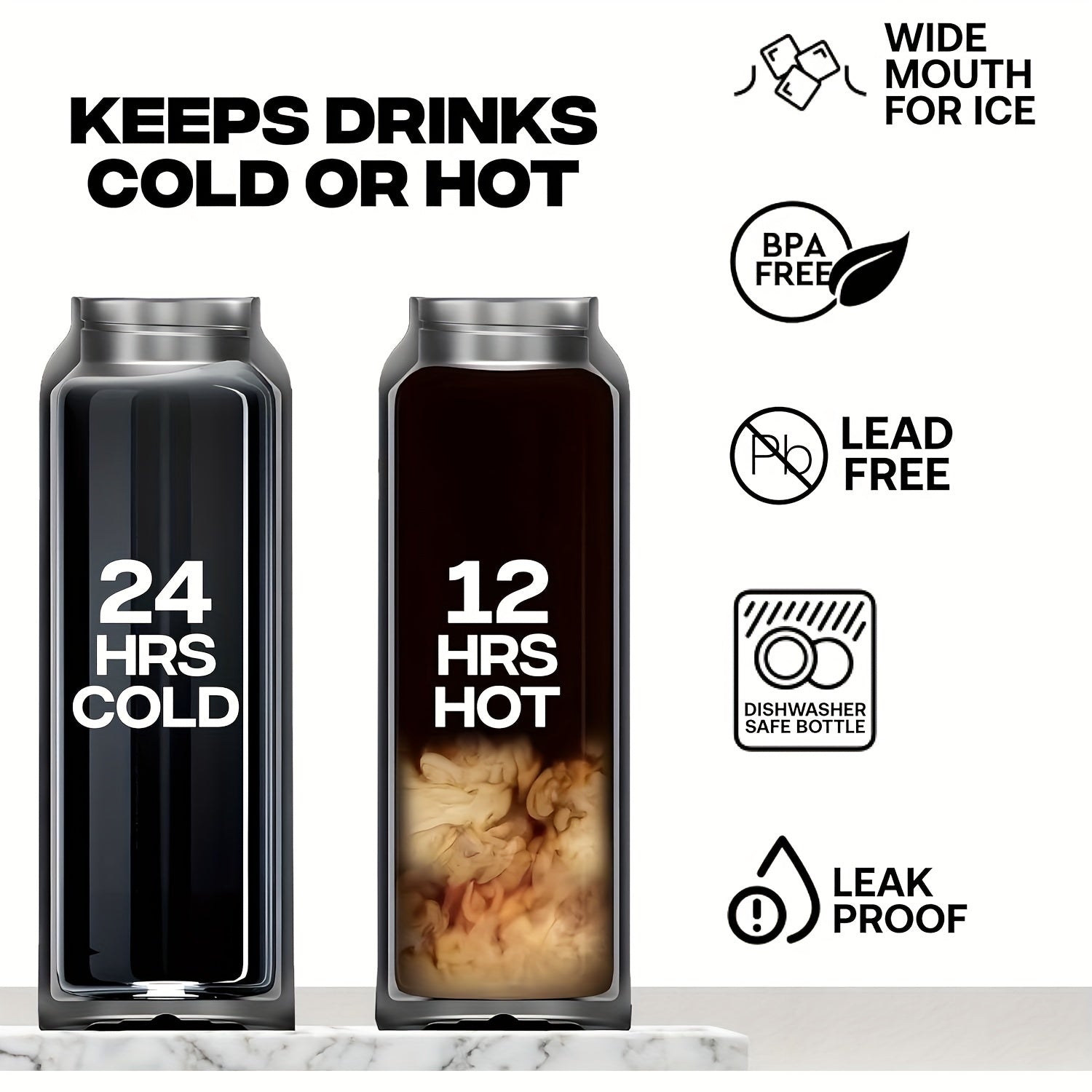 24oz Insulated Stainless Steel Water Bottle with Phone Holder and Magnetic Mount