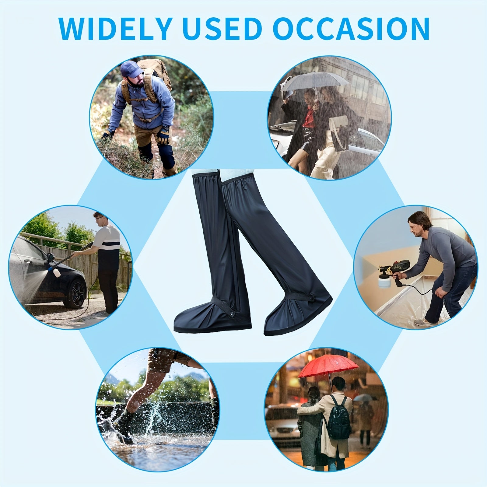 Unisex suv o'tkazmaydigan poyabzal qoplamalari, og'ir sharoitlarga chidamli, yurish va baliq ovlash uchun slipga qarshi