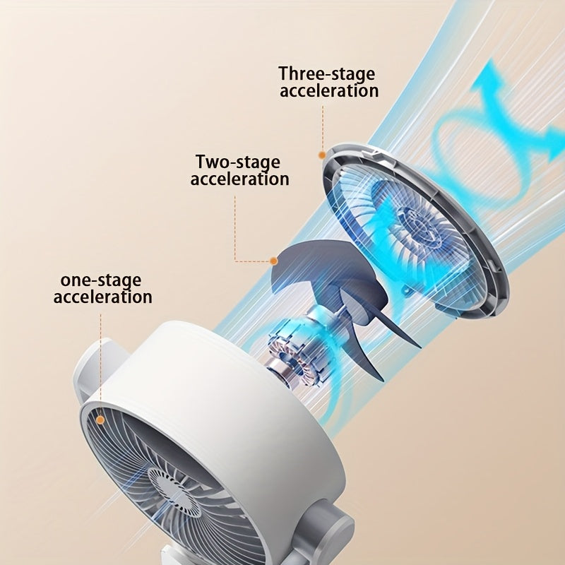 Three-in-One Shaking Head Floor Fan with Adjustable Heights for Home Dorm Outdoor