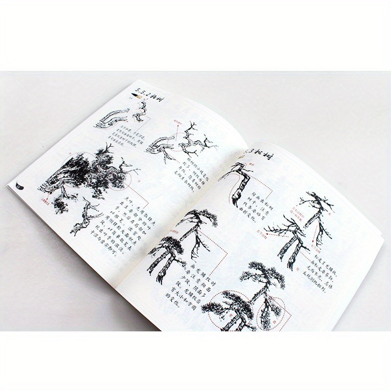 Chinese Painting Basics Art Book for Beginners with Large Characters and Mountain River Cloud Tree Illustrations