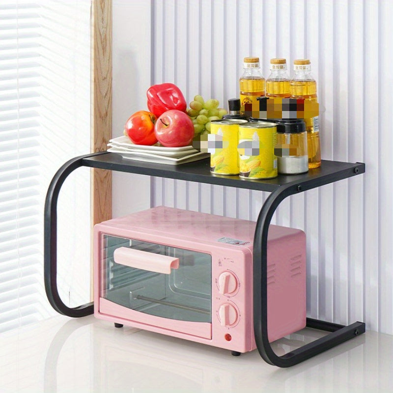 Estante organizador de cocina multiusos con soporte para microondas y almacenamiento de especias en negro, gris y blanco