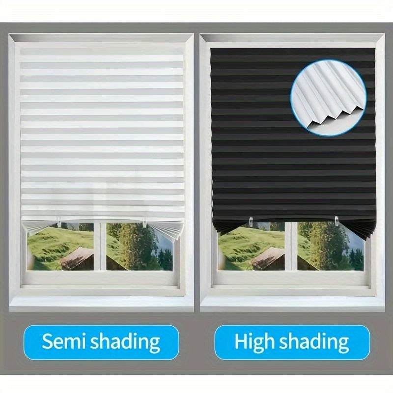 Light-Filtering Blackout Pleated Window Curtain with Cordless Venetian Blind for Home