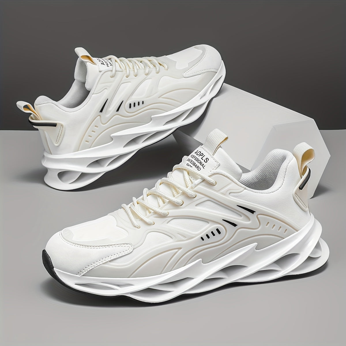 Men's Low-Top Sneakers with PU Upper Rubber Sole Casual Sports Shoes