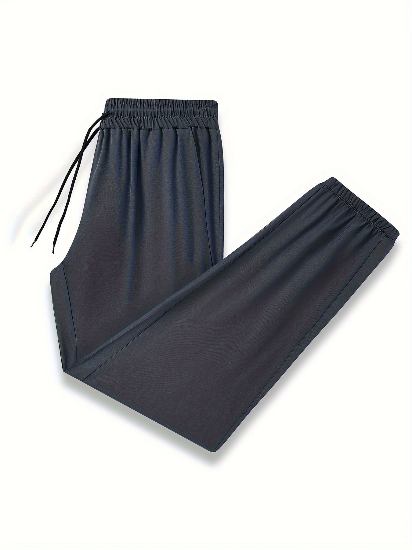 Men's Solid Polyester Stretch Drawstring Pants for Outdoor Activities in Spring Summer