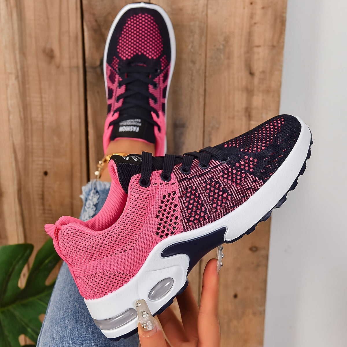 Women's Breathable Knitted Low Top Running Shoes Casual Sneakers Plus Size