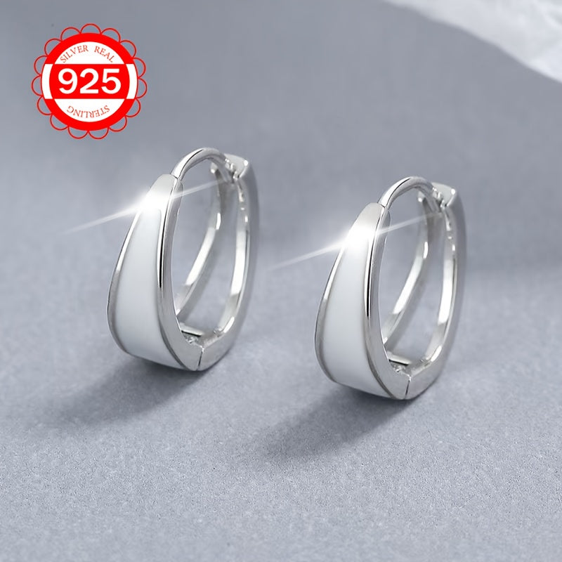 Hypoallergenic Silver Earrings for Women Oil Drop Circle Design Round Circle Ear Buckle Gift for Couples and Weddings