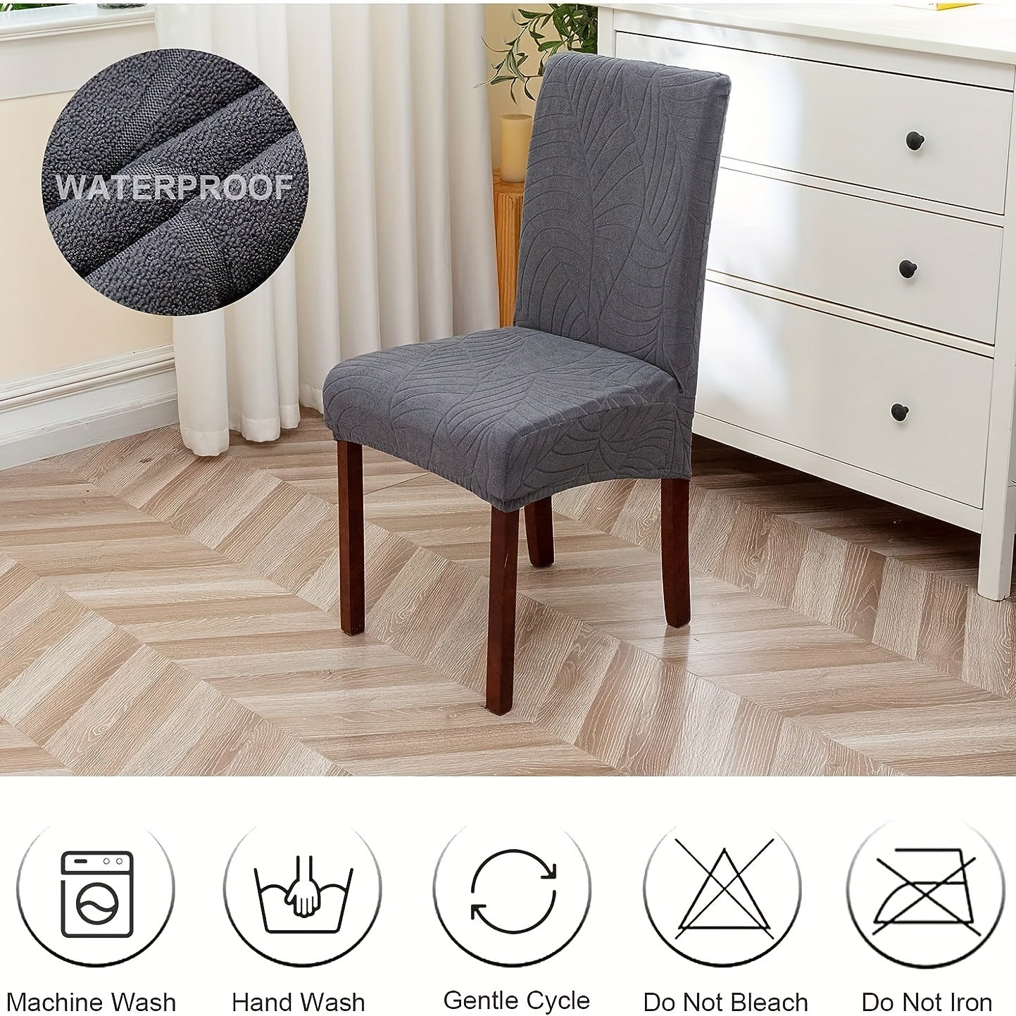 Съемные чехлы для стульев доступны в наборах по 2, 4 или 6 штук. Удобные для домашних животных и съемные, эти интегрированные чехлы для стульев идеально подходят для использования на кухнях, в отелях и ресторанах.