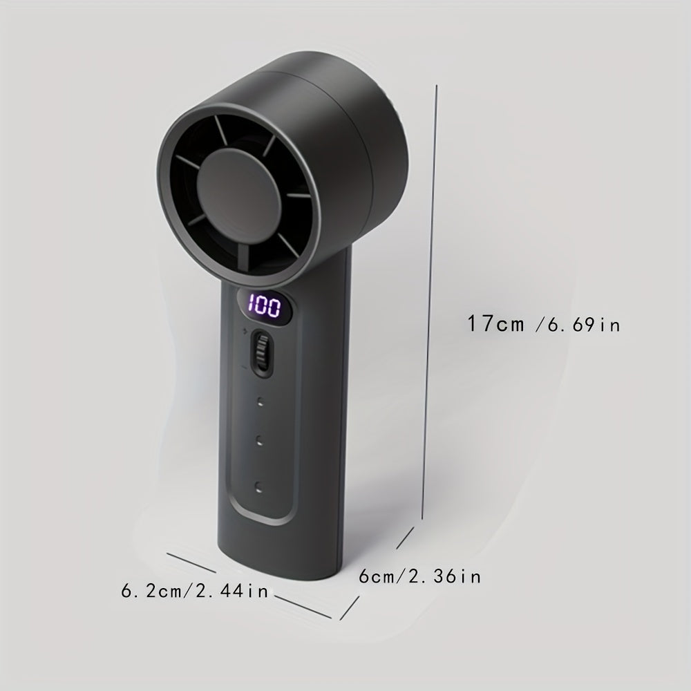 Ventilador de mano recargable por USB portátil mini ventilador con 100 ajustes de velocidad y pantalla LED