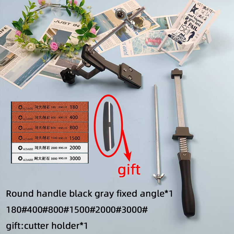 Afilador de cuchillos de cocina manual ajustable con mango de placa metálica para un ángulo preciso