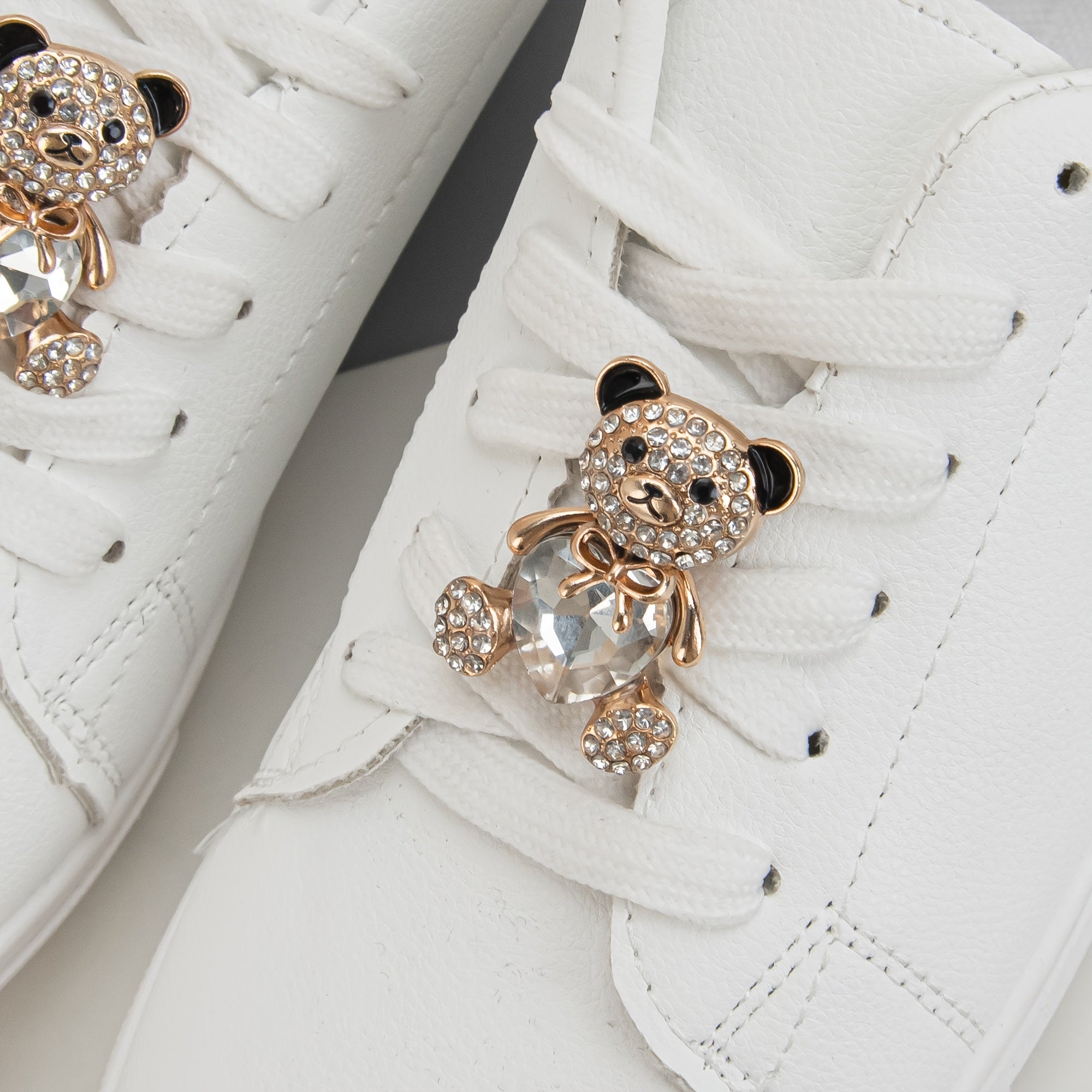 Cute Teddy Bear and Heart Shoe Charms Zinc Alloy Crystal Accents for Sneakers