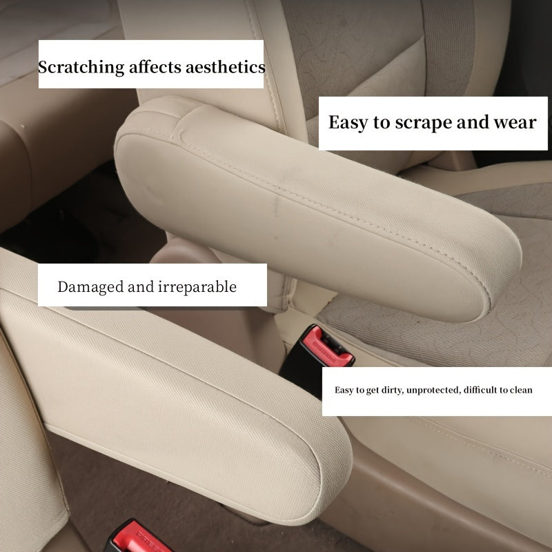 2pcs Elastic Polyester Car Seat Armrest Covers Washable Protective Sleeves