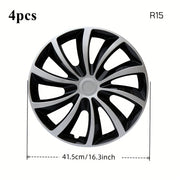 15-Inch Steel Wheel Cover Snap-On Hubcap Durable Plastic Car Accessory