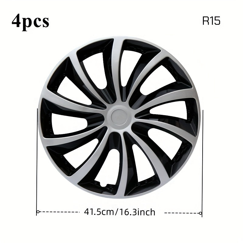 15-Inch Steel Wheel Cover Snap-On Hubcap Durable Plastic Car Accessory