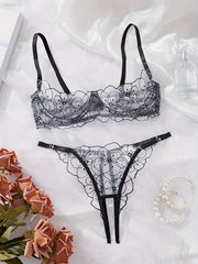 Women's Lace Satin Sexy Lingerie Set for Nightwear and Intimate Wear